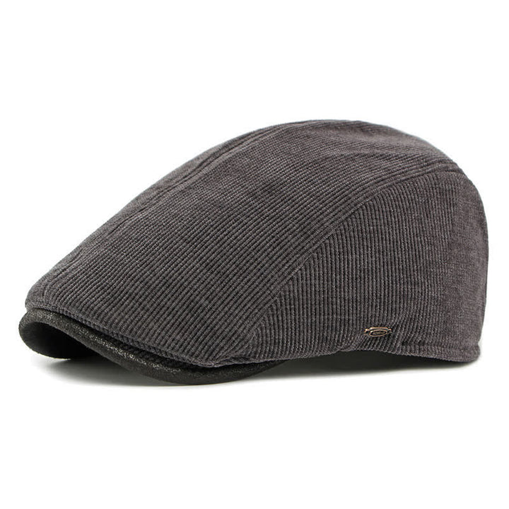 Cappello basco moderno con tesa a contrasto in velluto a coste e parte superiore piatta - Grigio scuro - Regolabile (21 5/8"-23 1/4") - image 9