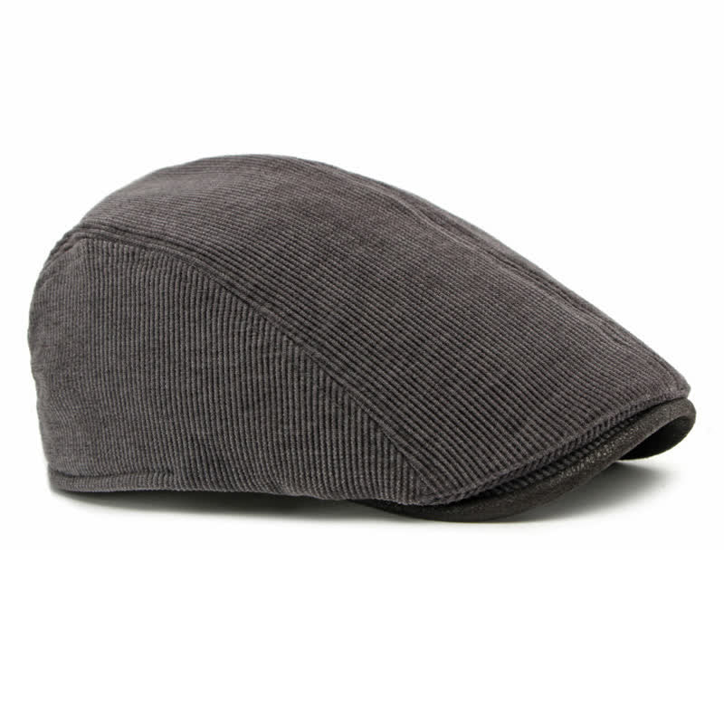 Cappello basco moderno con tesa a contrasto in velluto a coste e parte superiore piatta - image 10