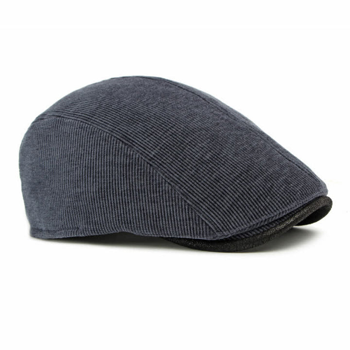 Cappello basco moderno con tesa a contrasto in velluto a coste e parte superiore piatta - image 2