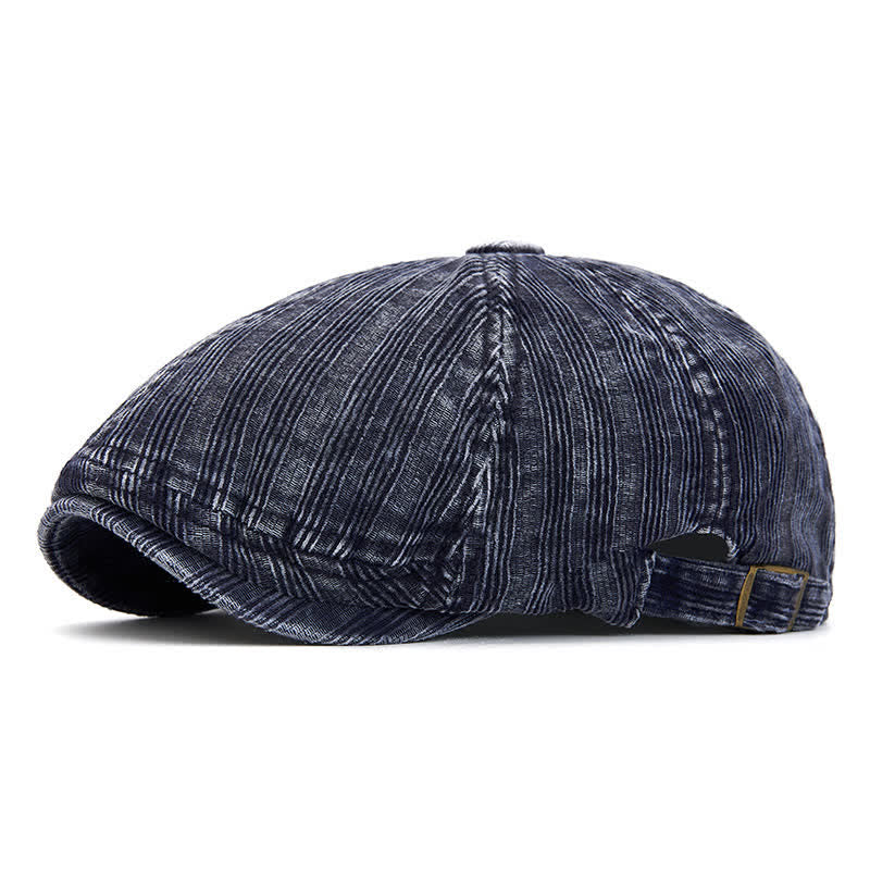Cappello basco vintage in velluto a coste lavato con fibbia regolabile - Marina - Regolabile (22 1/2"-24") - image 8