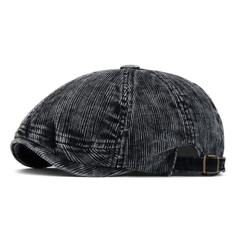 Cappello basco vintage in velluto a coste lavato con fibbia regolabile - Nero - Regolabile (22 1/2"-24") - image 0