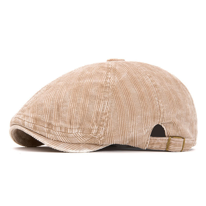 Cappello basco vintage in velluto a coste lavato con fibbia regolabile - Cachi - Regolabile (22 1/2"-24") - image 11