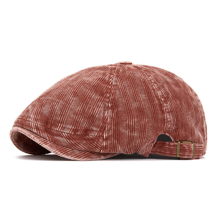 Cappello basco vintage in velluto a coste lavato con fibbia regolabile - Rosso ruggine - Regolabile (22 1/2"-24") - image 12