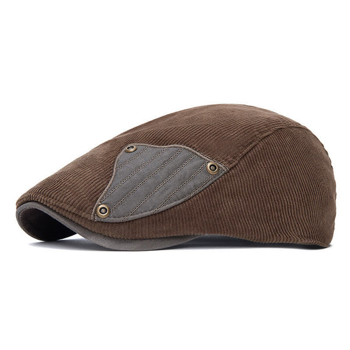 Cappello basco in velluto a coste con toppe a contrasto, stile street chic - Caffè - Regolabile (22"-24") - image 12