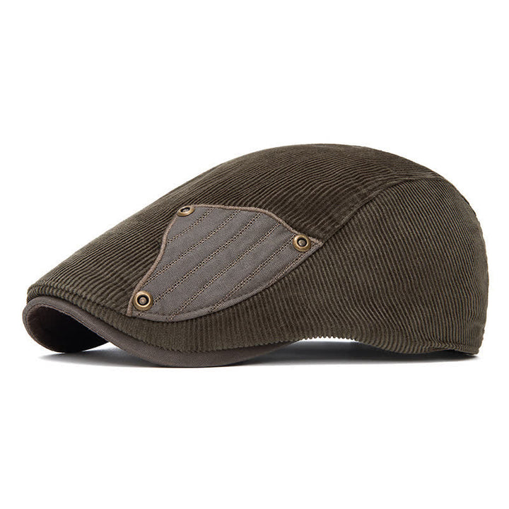 Cappello basco in velluto a coste con toppe a contrasto, stile street chic - Verde militare - Regolabile (22"-24") - image 11