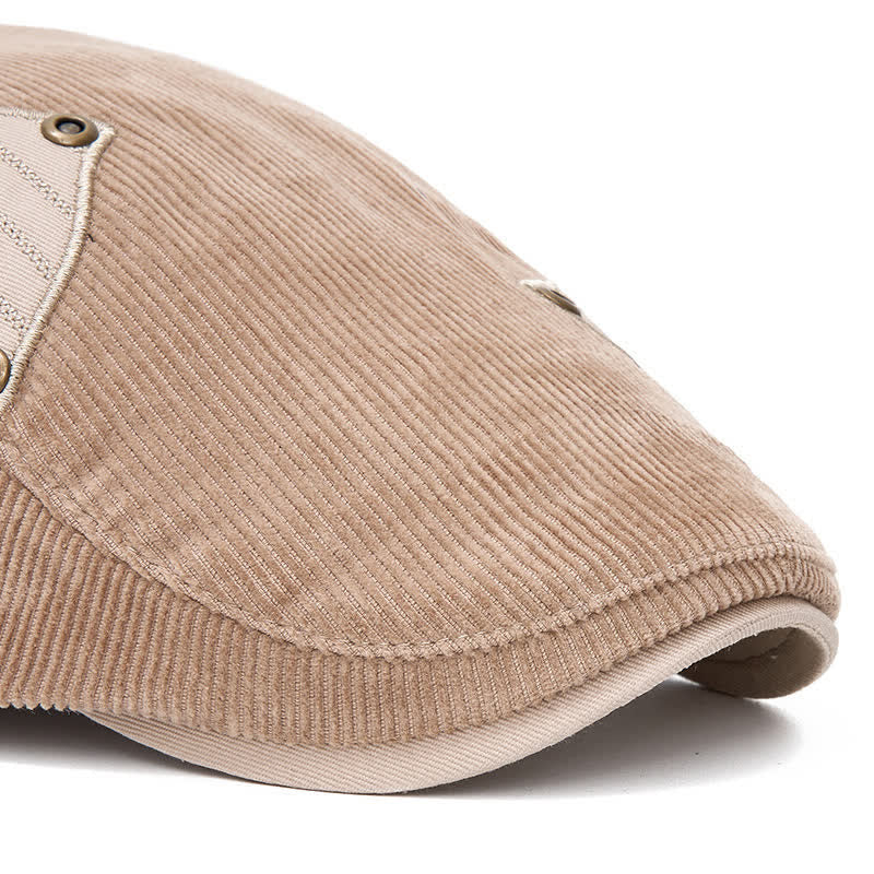 Cappello basco in velluto a coste con toppe a contrasto, stile street chic - image 1