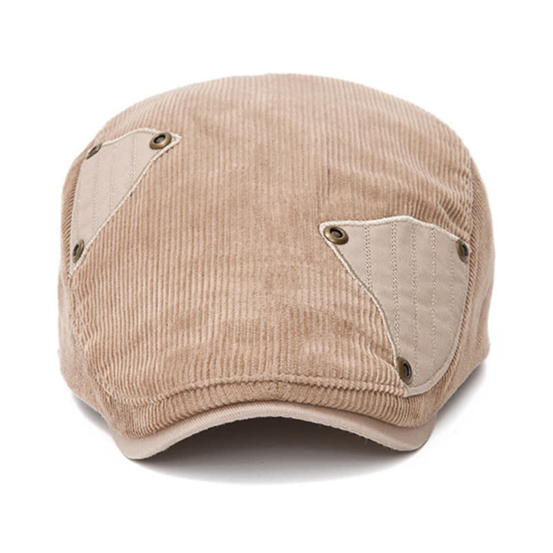 Cappello basco in velluto a coste con toppe a contrasto, stile street chic - image 2