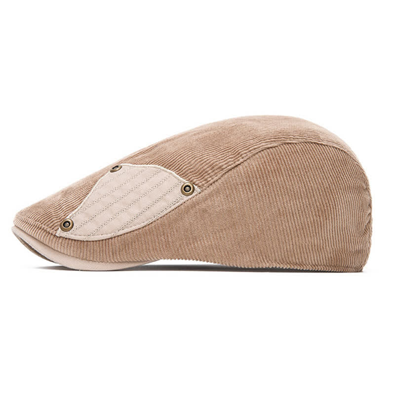 Cappello basco in velluto a coste con toppe a contrasto, stile street chic - image 5