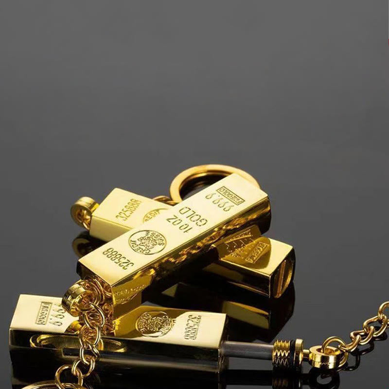 Accendino in metallo con design a barra d'oro e portachiavi - image 3