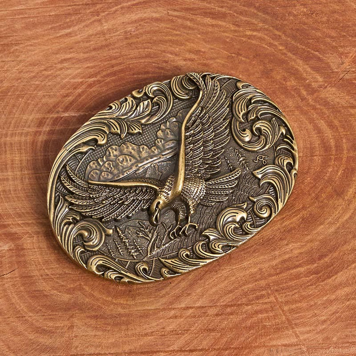 Cintura in pelle con fibbia in rilievo Western Flying Eagle da uomo - image 3