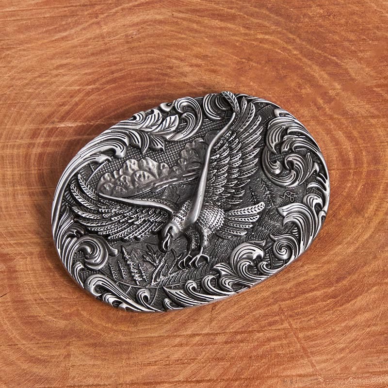 Cintura in pelle con fibbia in rilievo Western Flying Eagle da uomo - image 1