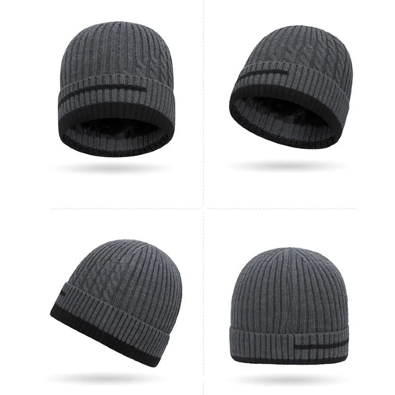 Set di 2 caldi berretti e scaldacollo in maglia sfumata con fodera in pile - image 1