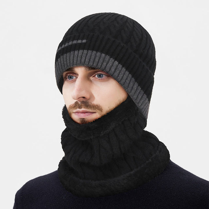 Set di 2 caldi berretti e scaldacollo in maglia sfumata con fodera in pile - Nero - Regolabile (21 5/8"-23 5/8") - image 2