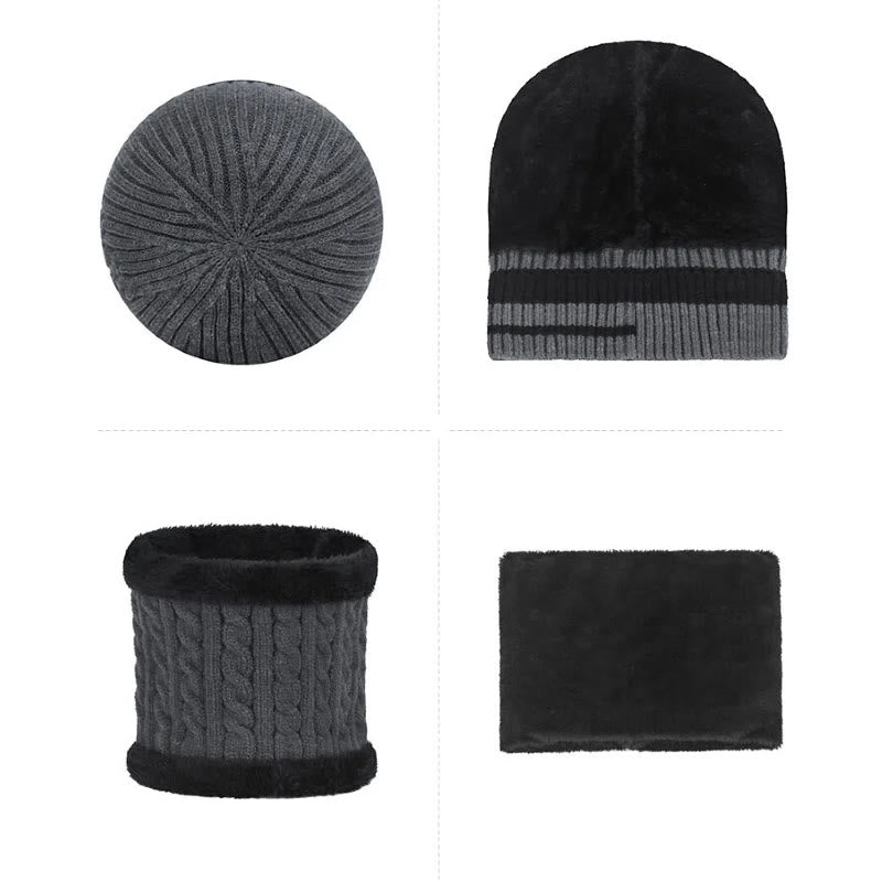 Set di 2 caldi berretti e scaldacollo in maglia sfumata con fodera in pile - image 3