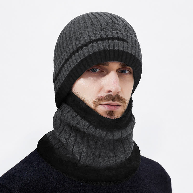 Set di 2 caldi berretti e scaldacollo in maglia sfumata con fodera in pile - Grigio - Regolabile (21 5/8"-23 5/8") - image 0