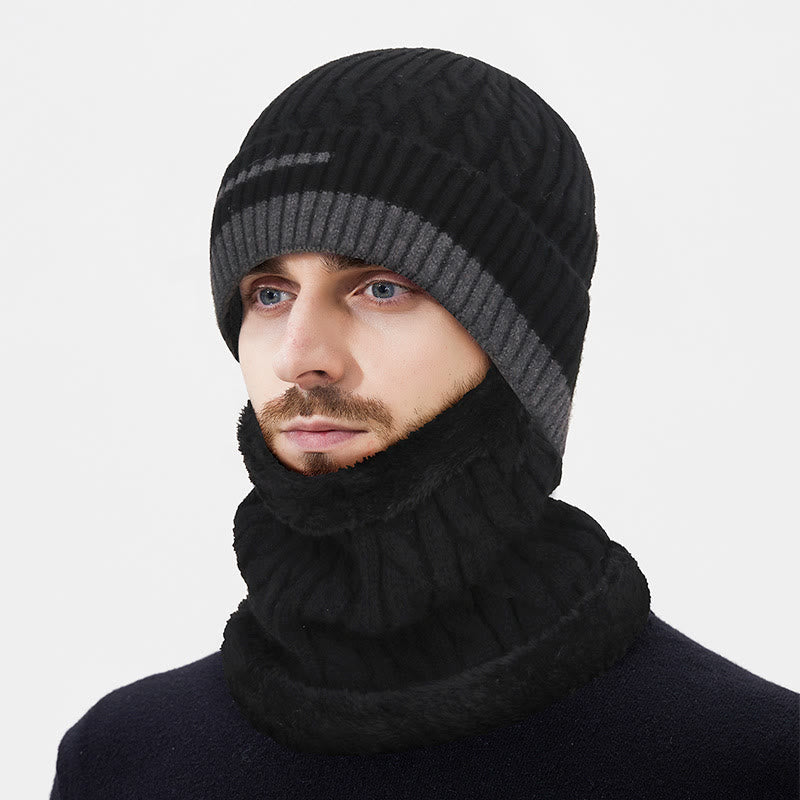 Set di 2 caldi berretti e scaldacollo in maglia sfumata con fodera in pile - Nero - Regolabile (21 5/8"-23 5/8") - image 2