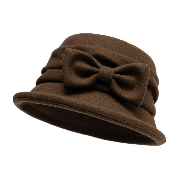Cappello da pescatore in feltro morbido con fiocco decorativo da donna - Caffè - M (22-22 7/8") - image 11