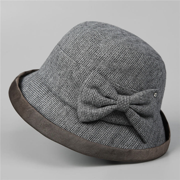 Cappello da pescatore elegante da donna con fiocco scozzese e finiture in strass - Grigio - M (22-22 7/8") - image 10