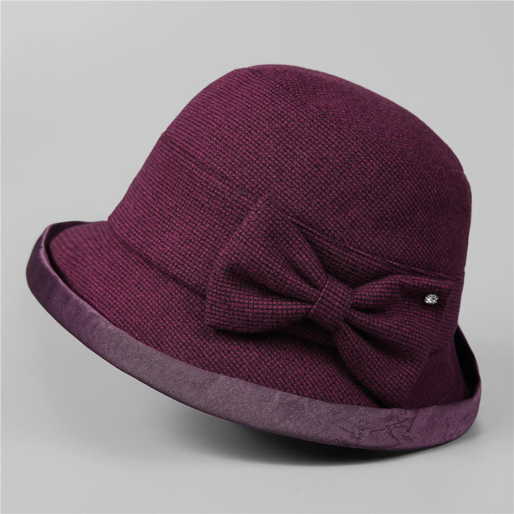 Cappello da pescatore elegante da donna con fiocco scozzese e finiture in strass - Viola - M (22-22 7/8") - image 9