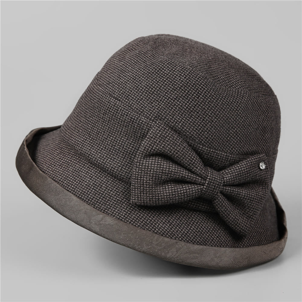 Cappello da pescatore elegante da donna con fiocco scozzese e finiture in strass - Nero Grigio - M (22-22 7/8") - image 8