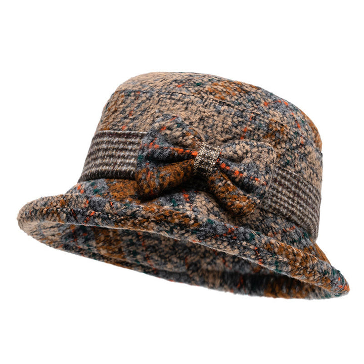 Cappello da pescatore da donna in misto lana con fiocco e texture screziata - Cachi - M (22-22 7/8") - image 0