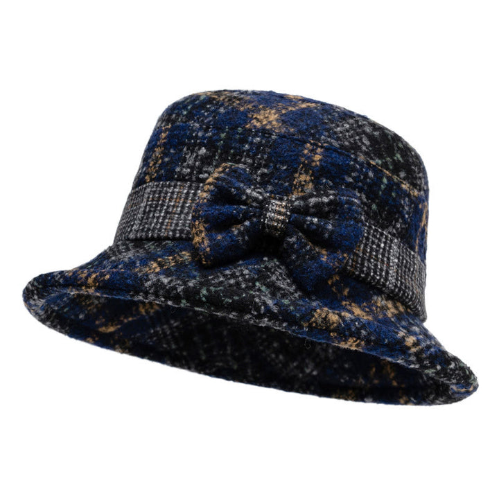 Cappello da pescatore da donna in misto lana con fiocco e texture screziata - Blu navy - M (22-22 7/8") - image 9