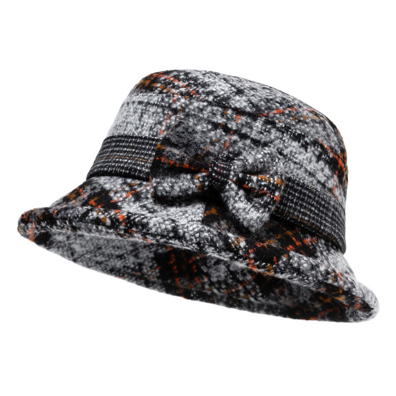 Cappello da pescatore da donna in misto lana con fiocco e texture screziata - Grigio - M (22-22 7/8") - image 8
