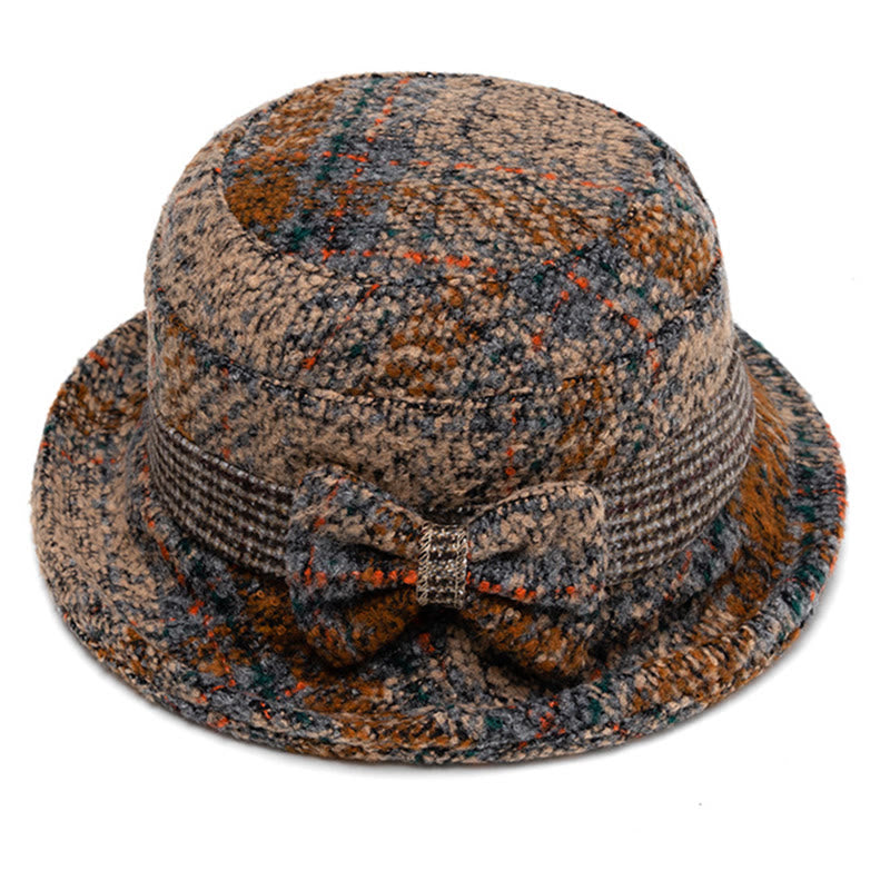 Cappello da pescatore da donna in misto lana con fiocco e texture screziata - image 1