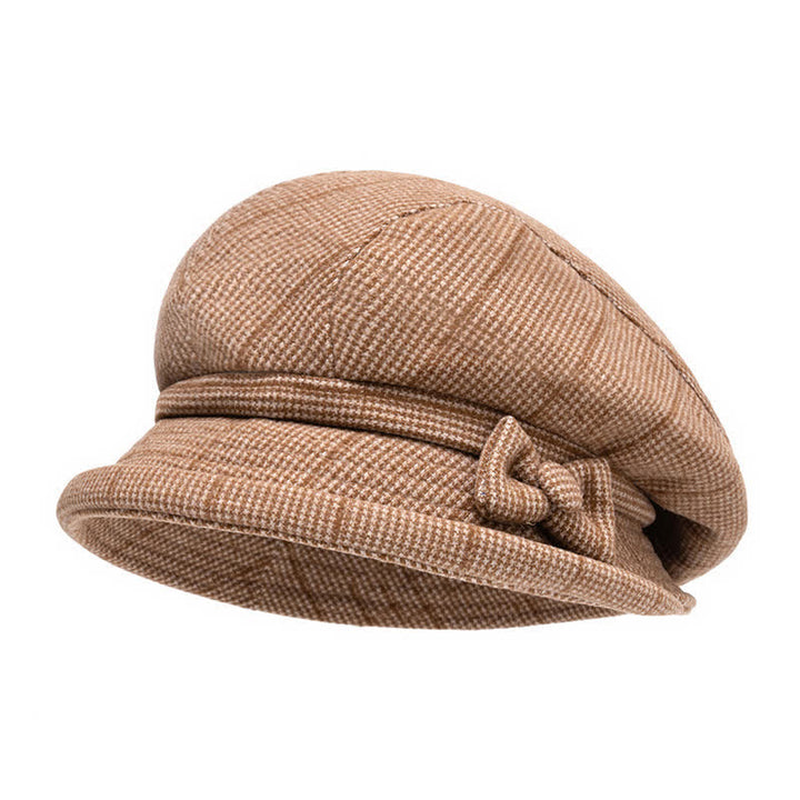 Cappello caldo con fiocco scozzese da donna - Cammello - M (22-22 7/8") - image 9