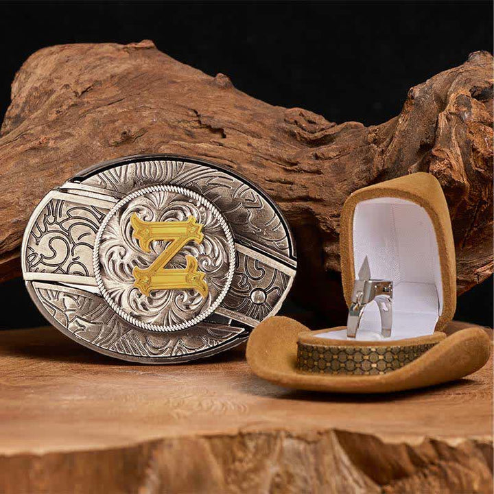 Set di anelli funzionali con fibbia per cintura con coltello nascosto fai da te e lettera iniziale - Z - Senza cintura - image 31