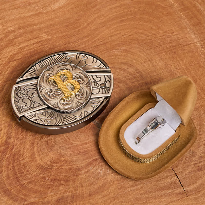 Set di anelli funzionali con fibbia per cintura con coltello nascosto fai da te e lettera iniziale - image 2