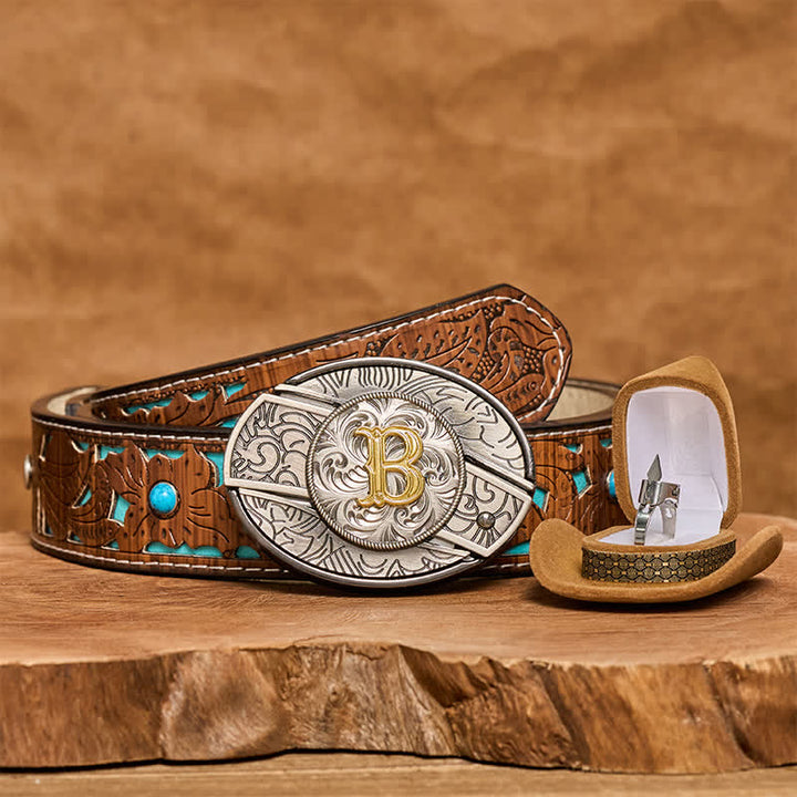 Set di anelli funzionali con fibbia per cintura con coltello nascosto fai da te e lettera iniziale - image 4