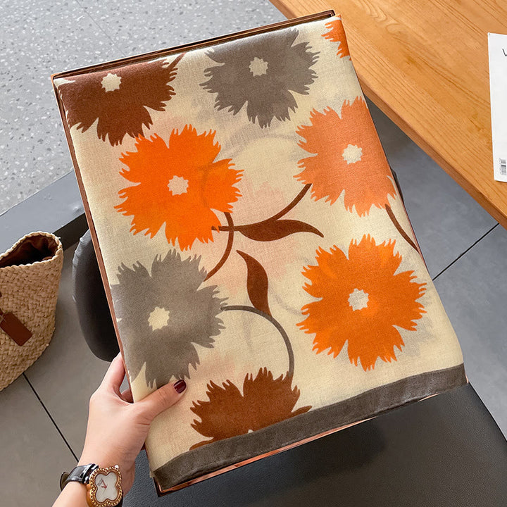 Sciarpa leggera e versatile multicolore con stampa floreale chic da donna - image 6