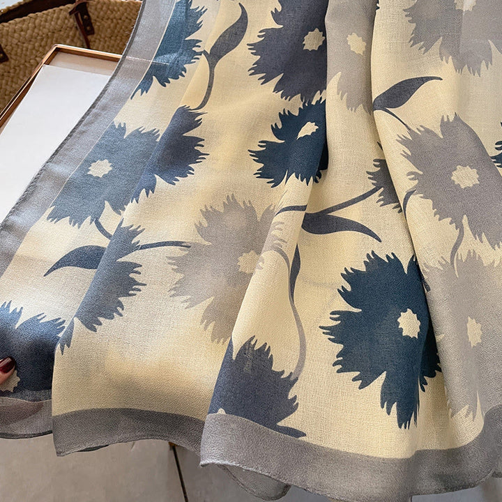 Sciarpa leggera e versatile multicolore con stampa floreale chic da donna - image 2