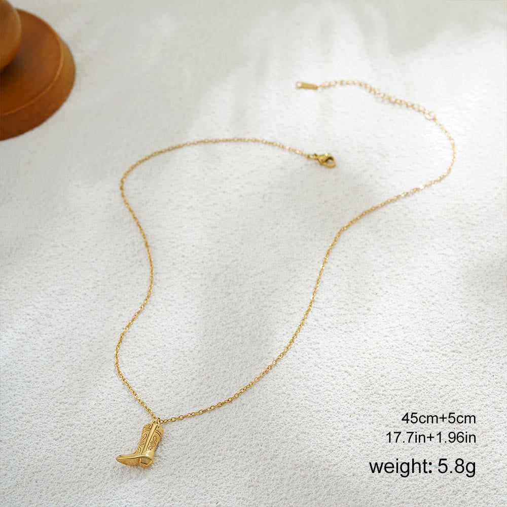 Collana con ciondolo a forma di stella con stivale da cowboy dorato in stile western - Stile n. 3 - image 5