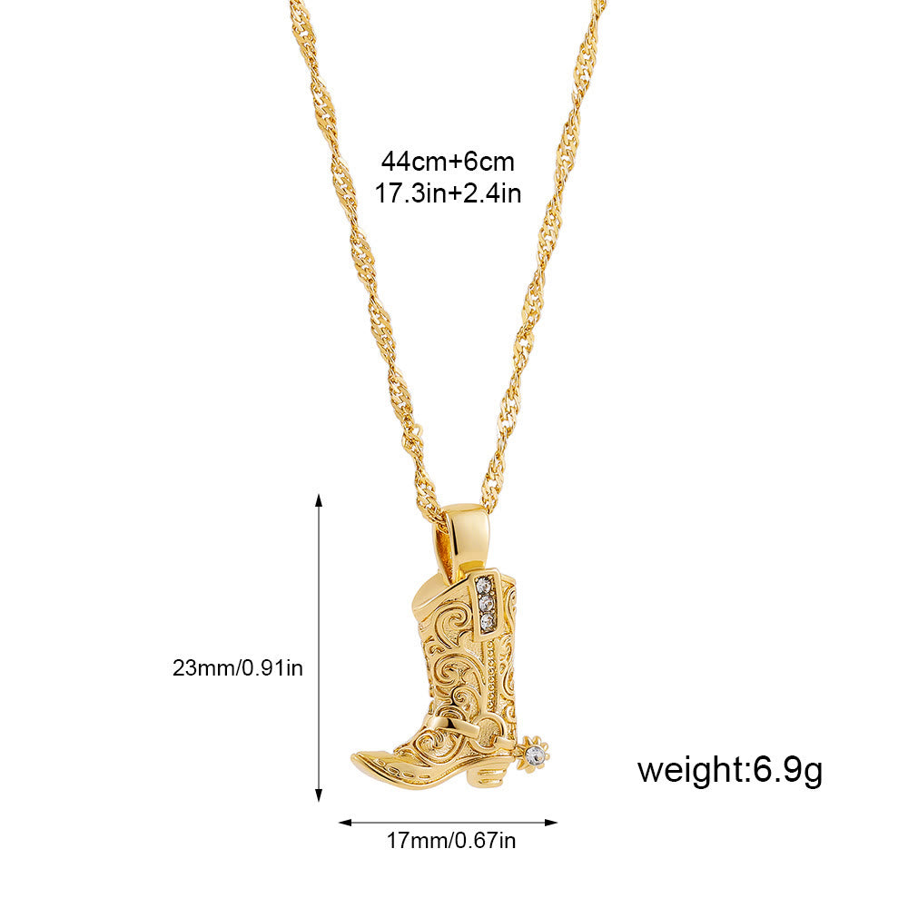 Collana con ciondolo a forma di stella con stivale da cowboy dorato in stile western - Stile n. 1 - image 1