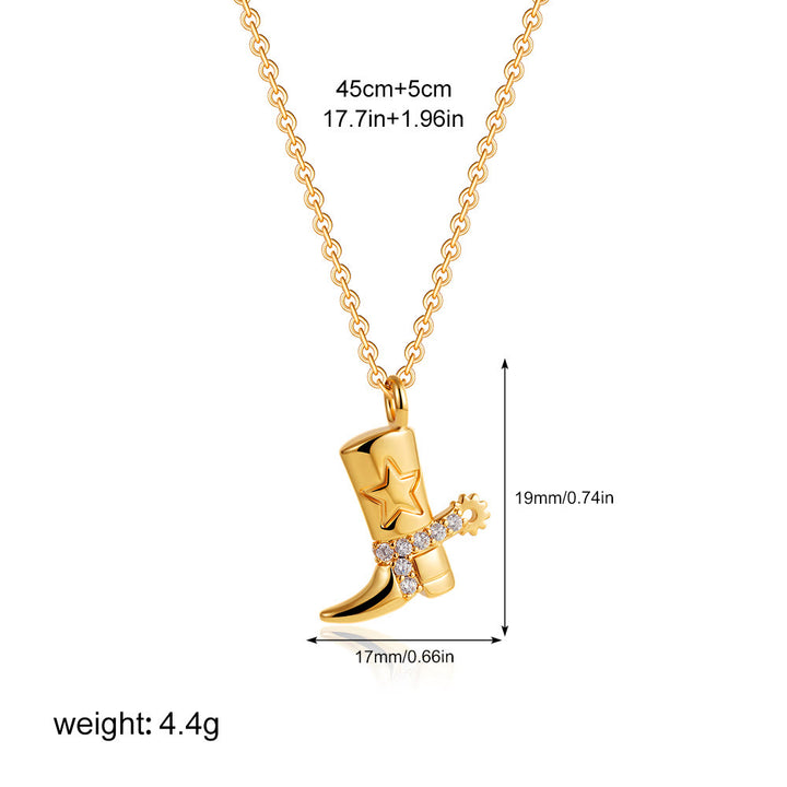 Collana con ciondolo a forma di stella con stivale da cowboy dorato in stile western - Stile n. 5 - image 7