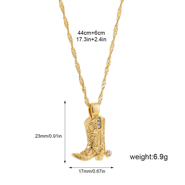Collana con ciondolo a forma di stella con stivale da cowboy dorato in stile western - Stile n. 1 - image 1