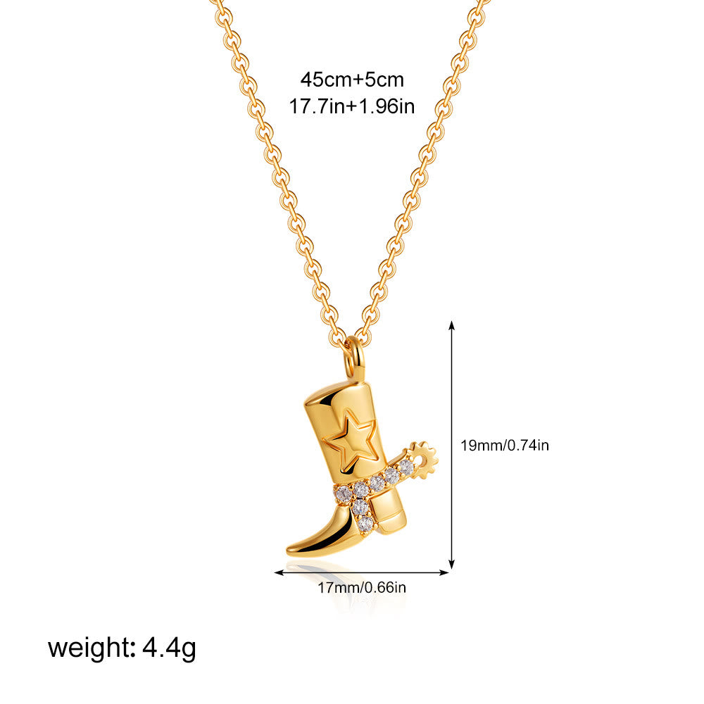 Collana con ciondolo a forma di stella con stivale da cowboy dorato in stile western - Stile n. 5 - image 7