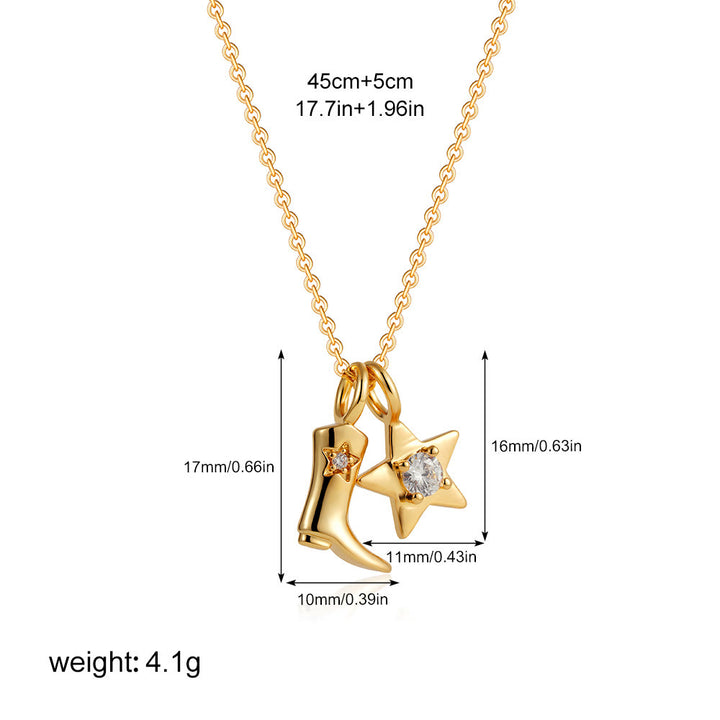 Collana con ciondolo a forma di stella con stivale da cowboy dorato in stile western - Stile n. 4 - image 6