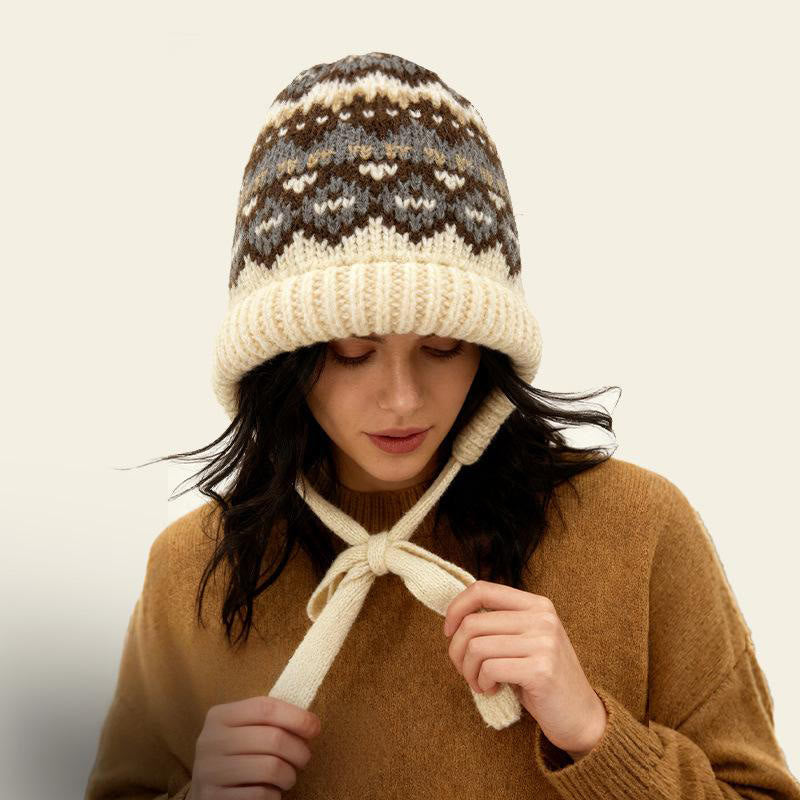 Borsa a tracolla da donna con cappello lavorato a maglia e fantasia retrò, multiuso - image 2