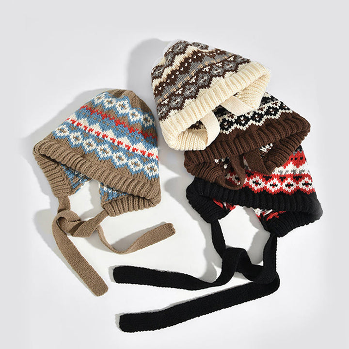 Borsa a tracolla da donna con cappello lavorato a maglia e fantasia retrò, multiuso - image 8