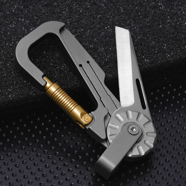 Portachiavi da arrampicata con coltello pieghevole in lega di titanio - Grigio - image 0