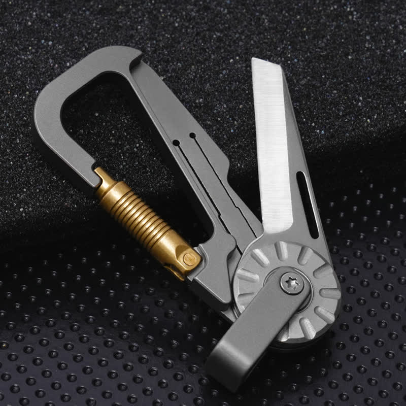 Portachiavi da arrampicata con coltello pieghevole in lega di titanio - Grigio - image 0