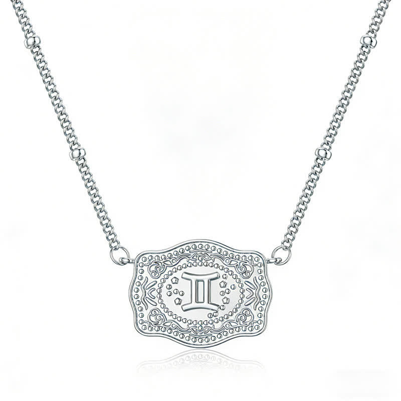 Collana in argento con dodici segni zodiacali in rilievo - Gemelli - image 0
