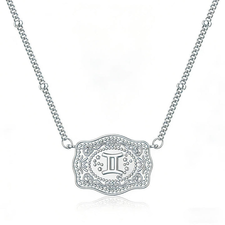 Collana in argento con dodici segni zodiacali in rilievo - Gemelli - image 0