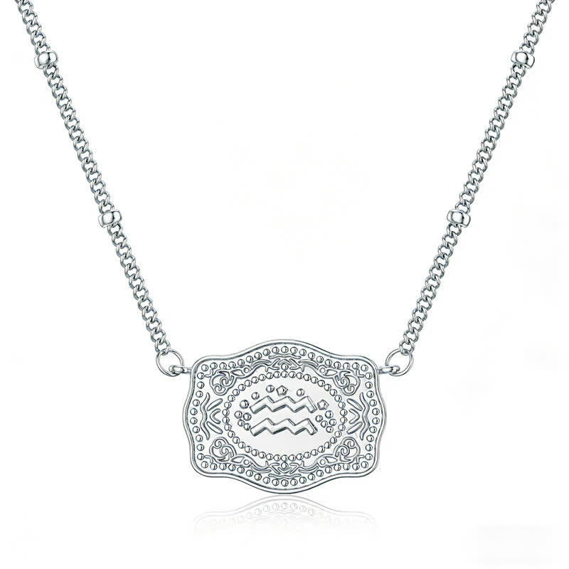 Collana in argento con dodici segni zodiacali in rilievo - Acquario - image 5