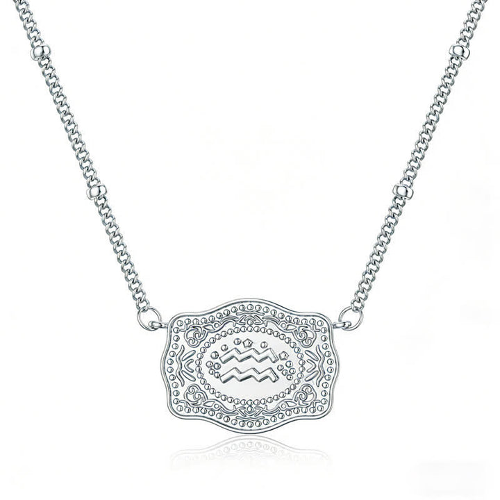 Collana in argento con dodici segni zodiacali in rilievo - Acquario - image 5