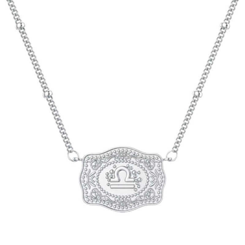 Collana in argento con dodici segni zodiacali in rilievo - Libra - image 9