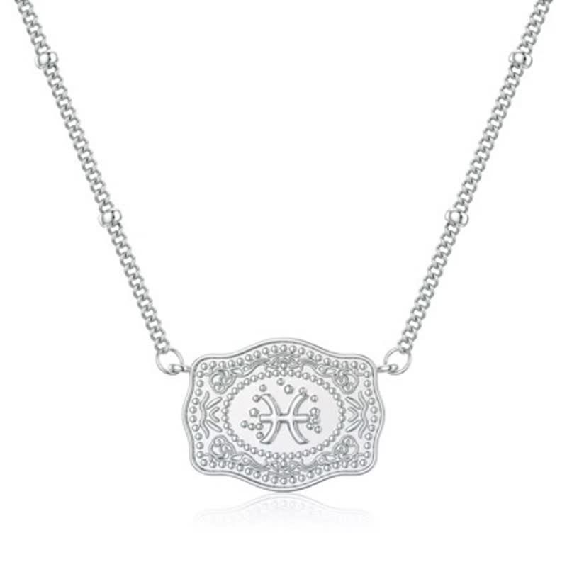 Collana in argento con dodici segni zodiacali in rilievo - Pesci - image 7